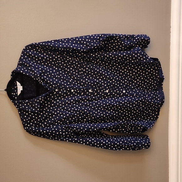 Old Navy Tops - Old Navy Blue and White Polka dotted Button up